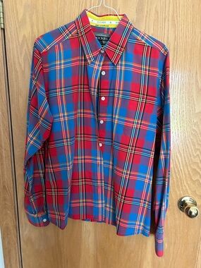 Vintage Rockies Red and Blue Plaid Women’s Button-Down Western Shirt